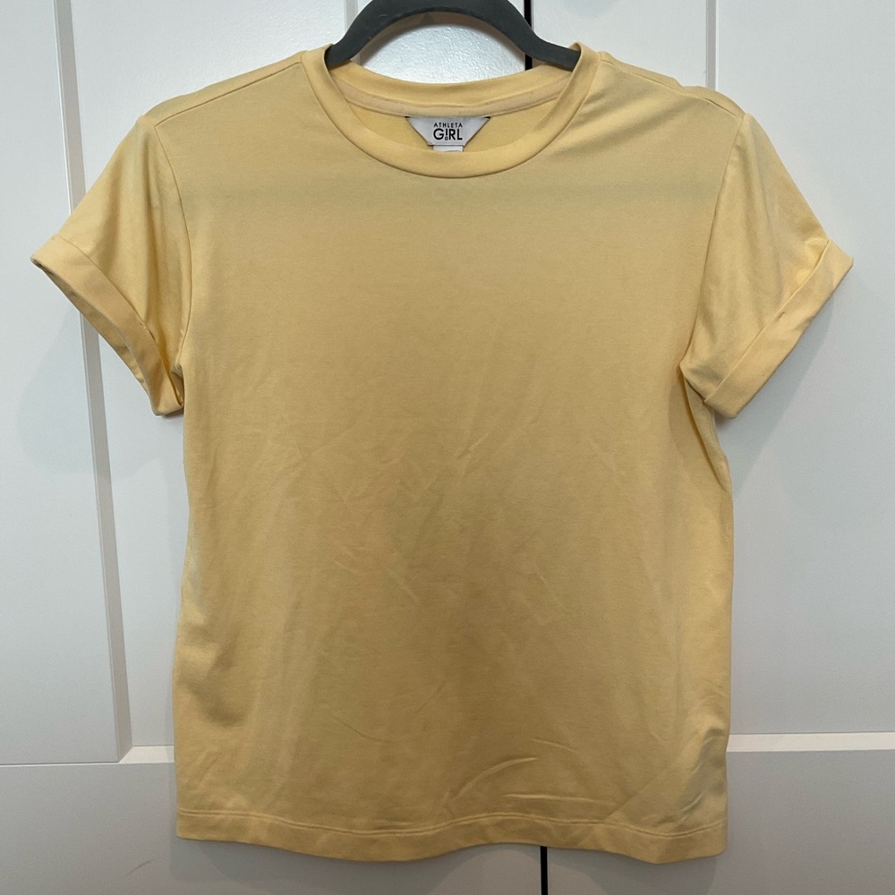 Yellow athleta girls t-shirt size M/8-10